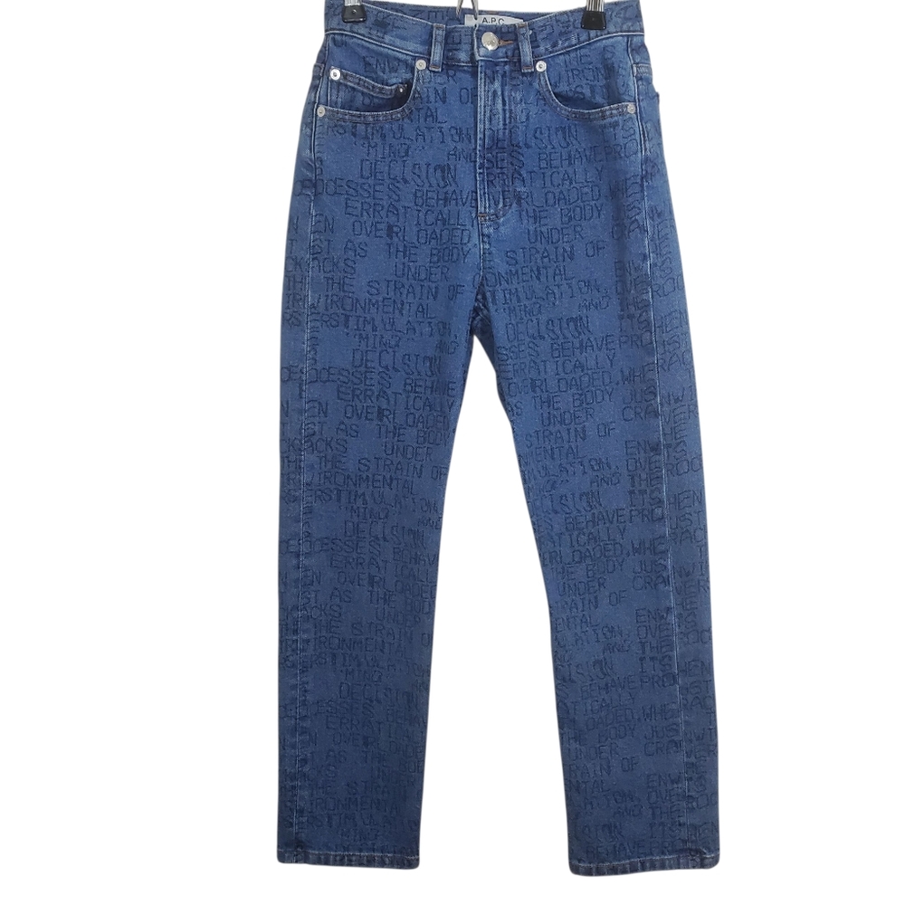 A.P.C. x Brain Dead Japanese Crypt Printed Denim Jeans Size 25 Designer Boho